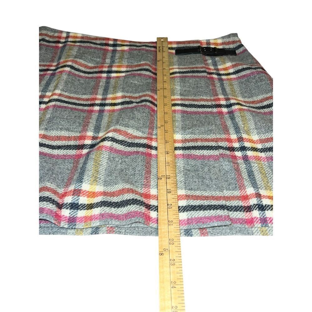 Boden 16L Skirt Wool A-Line Wrap Effect Leather Buckle Multicolored mini skirt - Picture 5 of 7